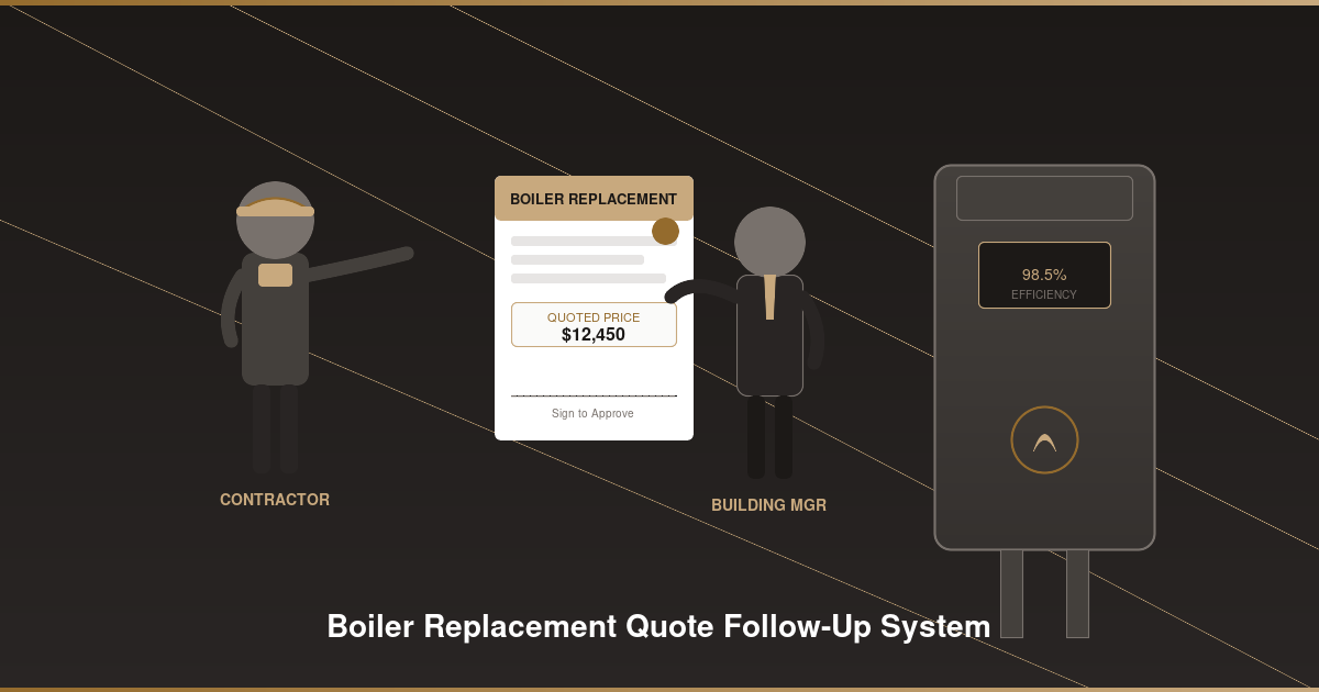 Boiler replacement quote follow-up system dashboard showing automated nurturing workflow for HVAC contractors
