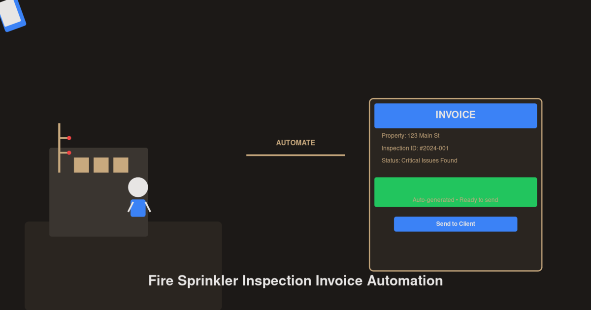 Fire sprinkler contractor using tablet for digital inspection connected to automated invoice generation workflow