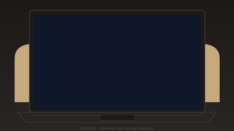 AI compliance dashboard showing hood cleaning inspection status, before-after photos, and documentation progress